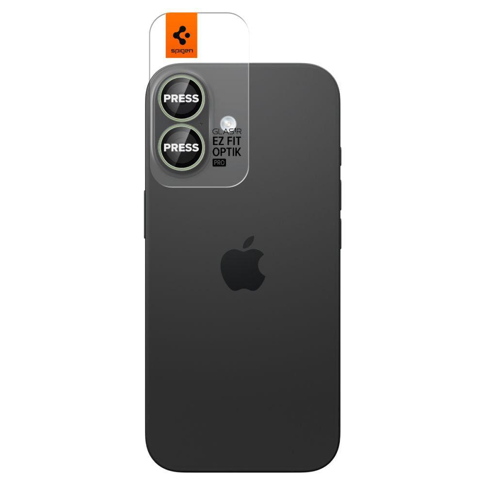 Schutzfolie Rückkamera Spigen GlastR EZ FIT Optik Pro für Apple iPhone 17 / 16 Plus / 16, Gehärtetes Glas, Set 2 Stück, Grün AGL10128