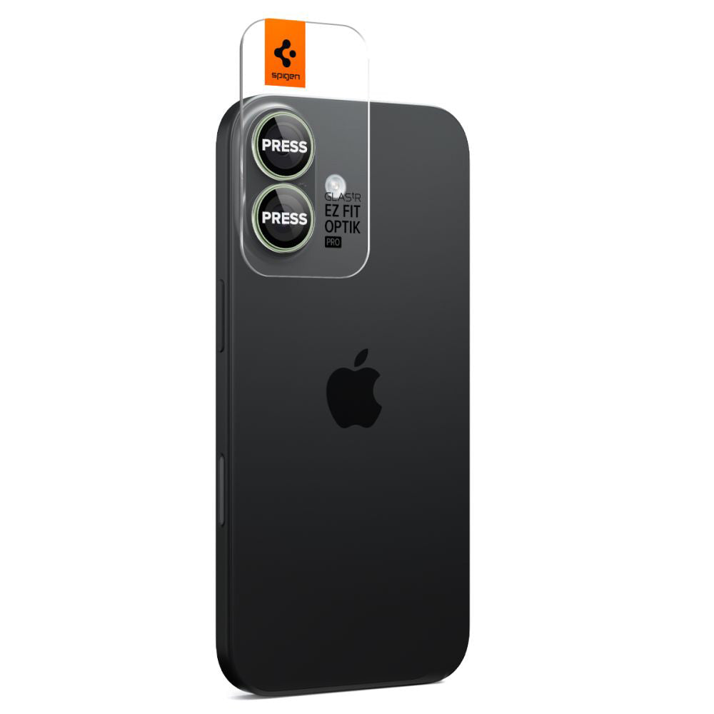 Schutzfolie Rückkamera Spigen GlastR EZ FIT Optik Pro für Apple iPhone 17 / 16 Plus / 16, Gehärtetes Glas, Set 2 Stück, Grün AGL10128