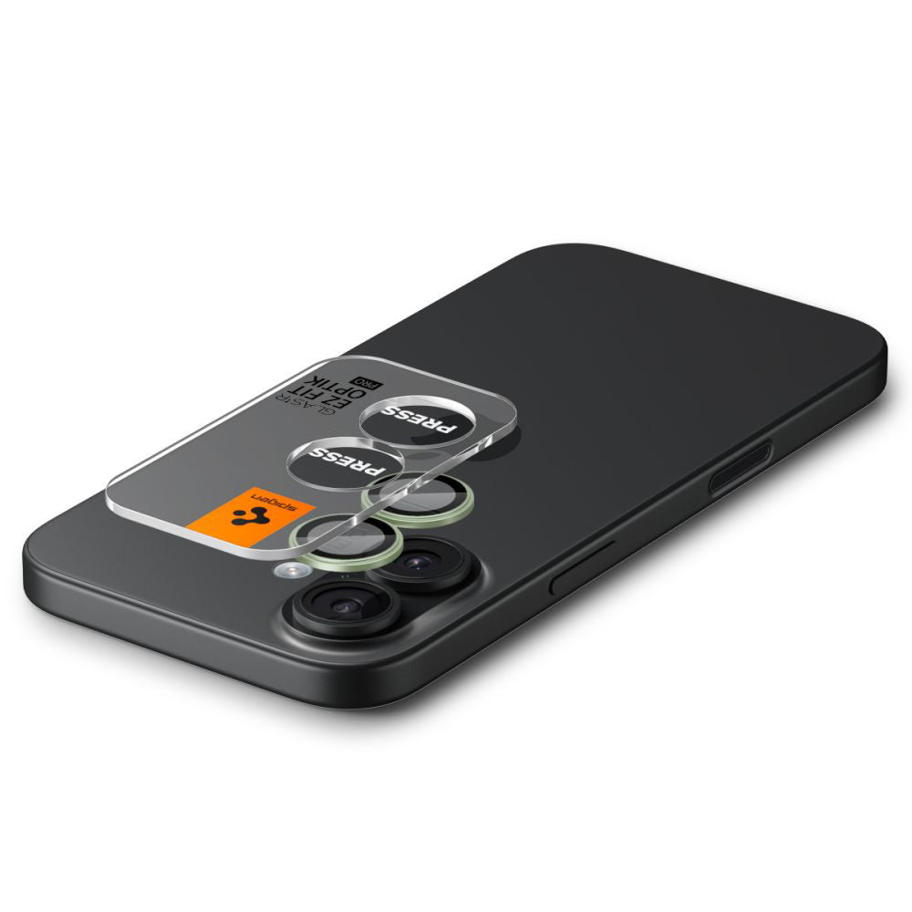 Schutzfolie Rückkamera Spigen GlastR EZ FIT Optik Pro für Apple iPhone 17 / 16 Plus / 16, Gehärtetes Glas, Set 2 Stück, Grün AGL10128