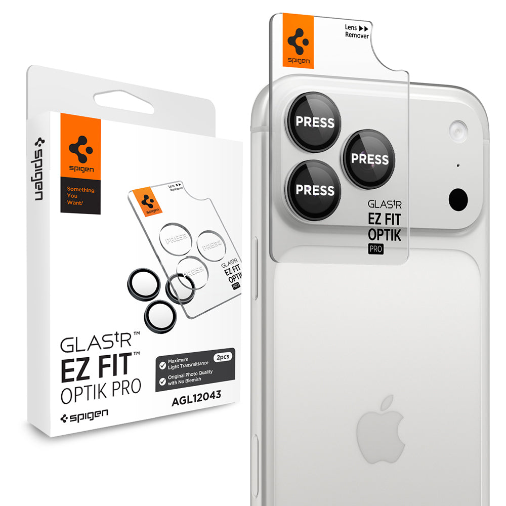 Schutzfolie für die Rückkamera Spigen GlastR EZ FIT Optik Pro für Apple iPhone 18 Pro / 18 Pro Max, gehärtetes Glas, 2er-Set, Dunkelgrau AGL12043