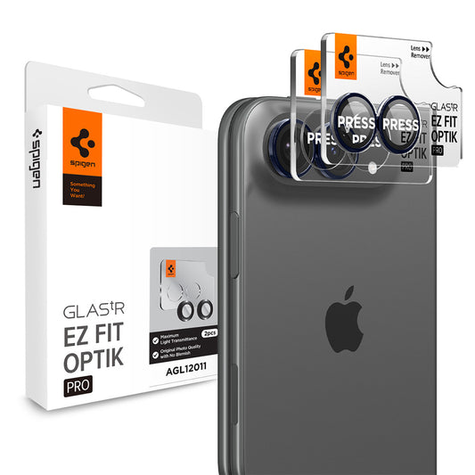 Schutzfolie für die Rückkamera Spigen GlastR EZ FIT Optik Pro für Apple iPhone Duo, gehärtetes Glas, 2er-Set, Marineblau AGL12011