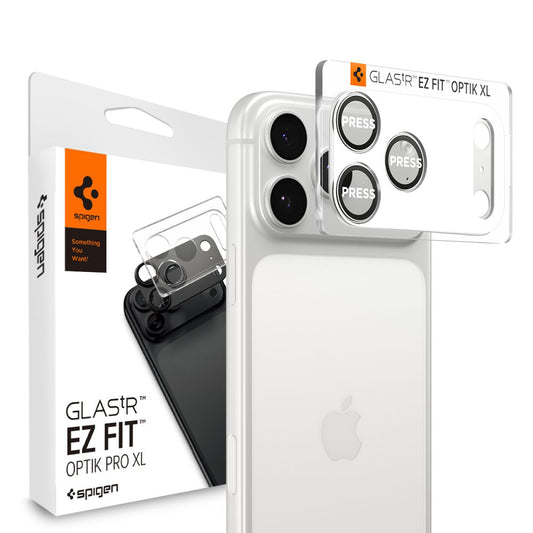 Schutzfolie für die Rückkamera Spigen GlastR EZ FIT Optik Pro XL für Apple iPhone 17 Pro Max, gehärtetes Glas, Silberfarben