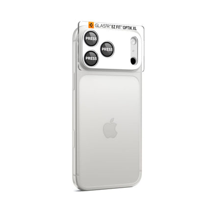 Schutzfolie für die Rückkamera Spigen GlastR EZ FIT Optik Pro XL für Apple iPhone 17 Pro, gehärtetes Glas, Silberfarben