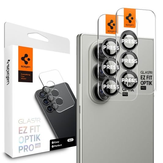 Schutzfolie für die Rückkamera Spigen GlastR EZ FIT Optik Pro HD für Samsung Galaxy Z Fold7 F966, gehärtetes Glas, Set mit 2 Stück, Schwarz AGL09581