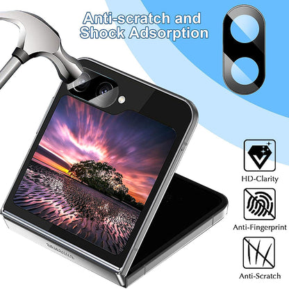 Techsuit Rückkamera-Schutzfolie für Samsung Galaxy Z Flip6 F741, gehärtetes Glas, schwarz
