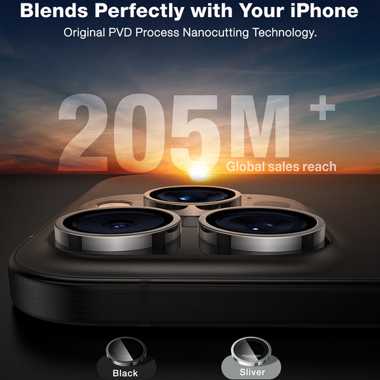 Torras Lensguard Rückkamera-Schutzfolie für Apple iPhone 16 Pro Max / 16 Pro, gehärtetes Glas, Schwarz