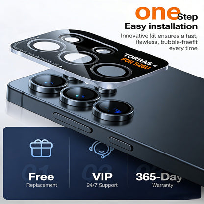 Schutzfolie Torras Lensguard für die Rückkamera des Samsung Galaxy S26 Ultra, gehärtetes Glas, Schwarz