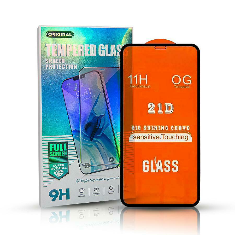 OEM Displayschutzfolie für Apple iPhone 14 Pro Max, abgeschirmtes Glas, vollflächig verklebt, 21D, schwarz 