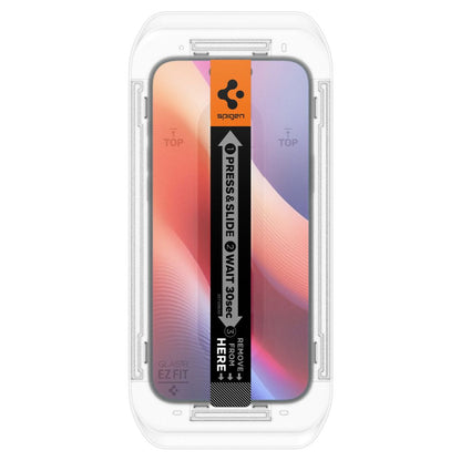 Displayschutzfolie Privacy Spigen GlastR EZ FIT für Apple iPhone 17 Pro / 17 / 16 Pro, gehärtetes Glas, Vollverklebung, Set mit 2 Stück AGL07929