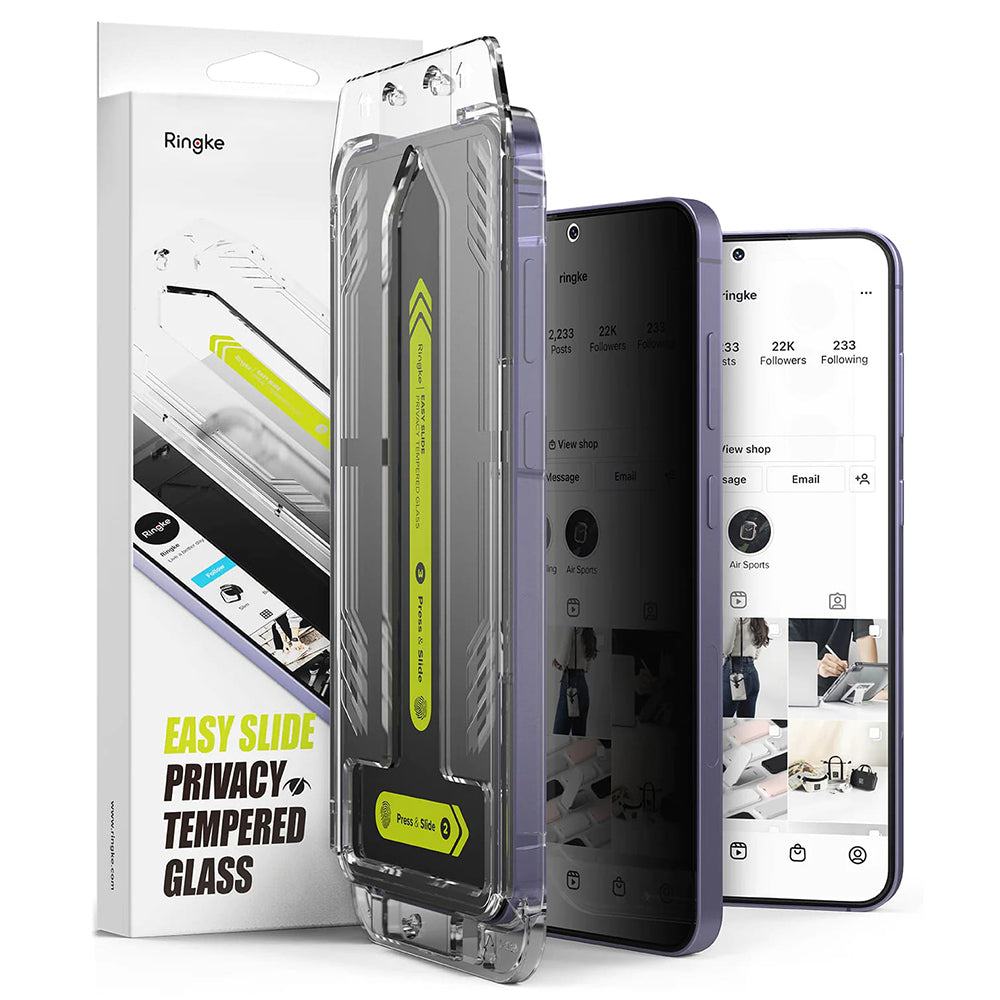 Privacy Screen Protector Ringke Easy Slide for Samsung Galaxy S25+ S936 / S24+ S926, Tempered Glass, Full Glue, Set of 2 Pieces