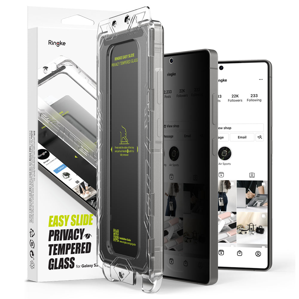 Ringke Easy Slide Privacy Screen Protector for Samsung Galaxy S25 Ultra S938, Tempered Glass, Full Glue, Set of 2 Pieces