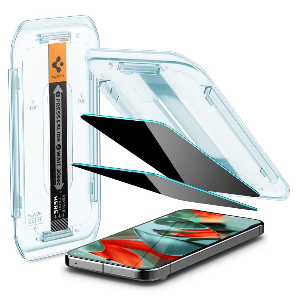 Privacy-Schutzfolie Spigen GlastR EZ FIT für Google Pixel 9 Pro XL, gehärtetes Glas, Full Glue, 2er-Set AGL09313