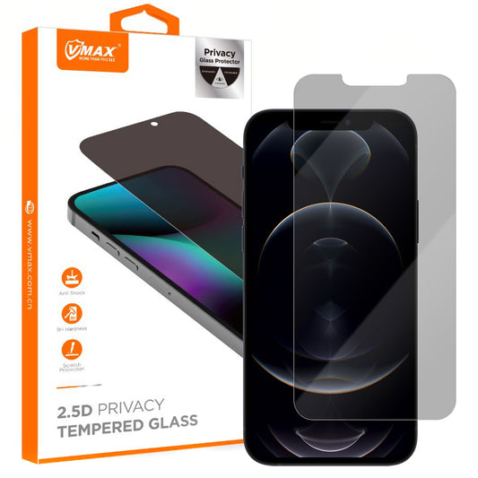 Privacy-Schutzfolie Vmax für Apple iPhone 12 Pro Max, gehärtetes Glas, Full Glue, 2.5D