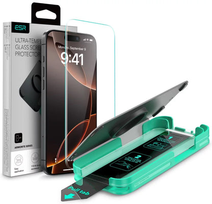 Schutzfolie ESR Armorite für Apple iPhone 16 Pro Max, Gehärtetes Glas, Vollverklebung, Schwarz