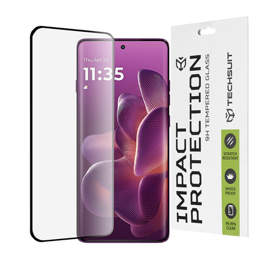 Techsuit Displayschutzfolie für Motorola Edge 60 Pro, gehärtetes Glas, Full Glue, 111D, Schwarz