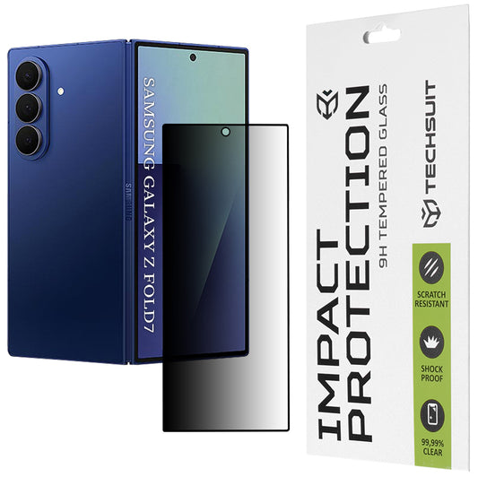Privacy Techsuit Außenschutzfolie für Samsung Galaxy Z Fold7 F966, gehärtetes Glas, Vollkleber, 111D