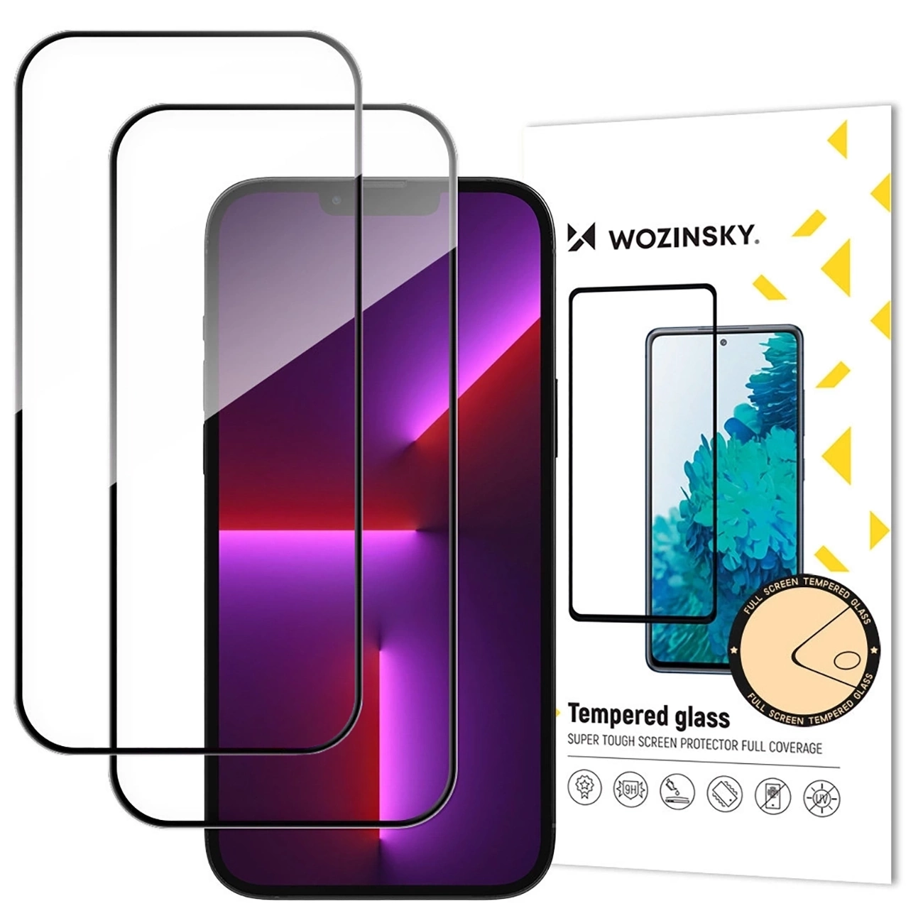 WZK Displayschutzfolie für Apple iPhone 17 Pro Max, gehärtetes Glas, Full Glue, 2er Set, Schwarz