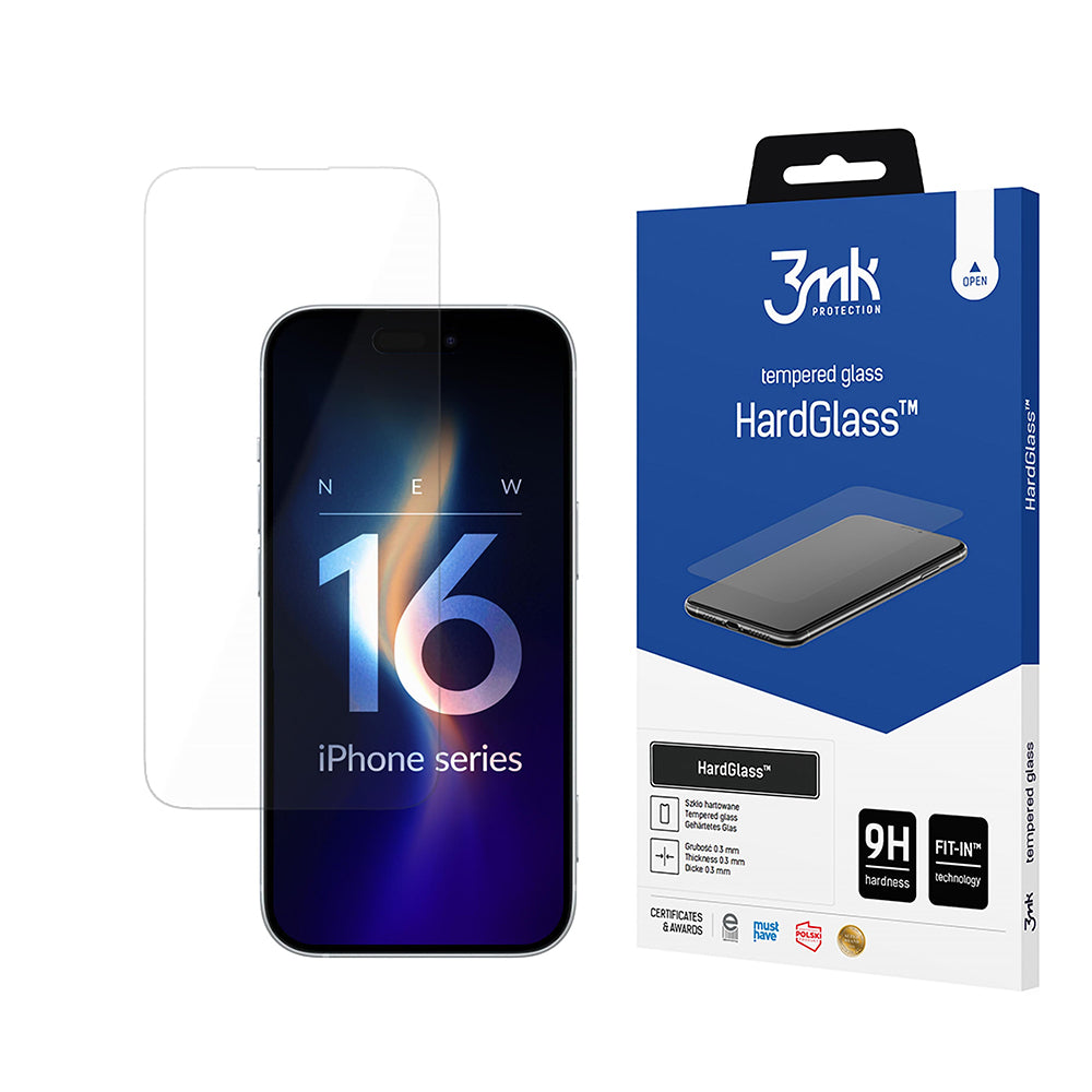 3MK HardGlass 2 Displayschutzfolie für Apple iPhone 16 Pro Max, gehärtetes Glas, Full Glue