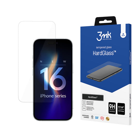 3MK HardGlass 2 Displayschutzfolie für Apple iPhone 16 Pro Max, gehärtetes Glas, Full Glue
