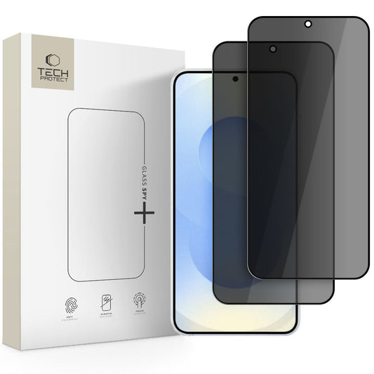 Schutzfolie Privacy Tech-Protect Spy+ für Samsung Galaxy S26 Plus S947, gehärtetes Glas, Vollkleber, Set mit 2 Stück