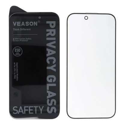 Privacy-Schutzfolie Veason für Apple iPhone 17e / 16e / 14 / 13 Pro, gehärtetes Glas, Vollkleber, 6D