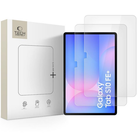 Schutzfolie Tech-Protect FIT+ für Samsung Galaxy Tab S10 FE+, Gehärtetes Glas, Vollverklebung, Set 2 Stück, 2.5D