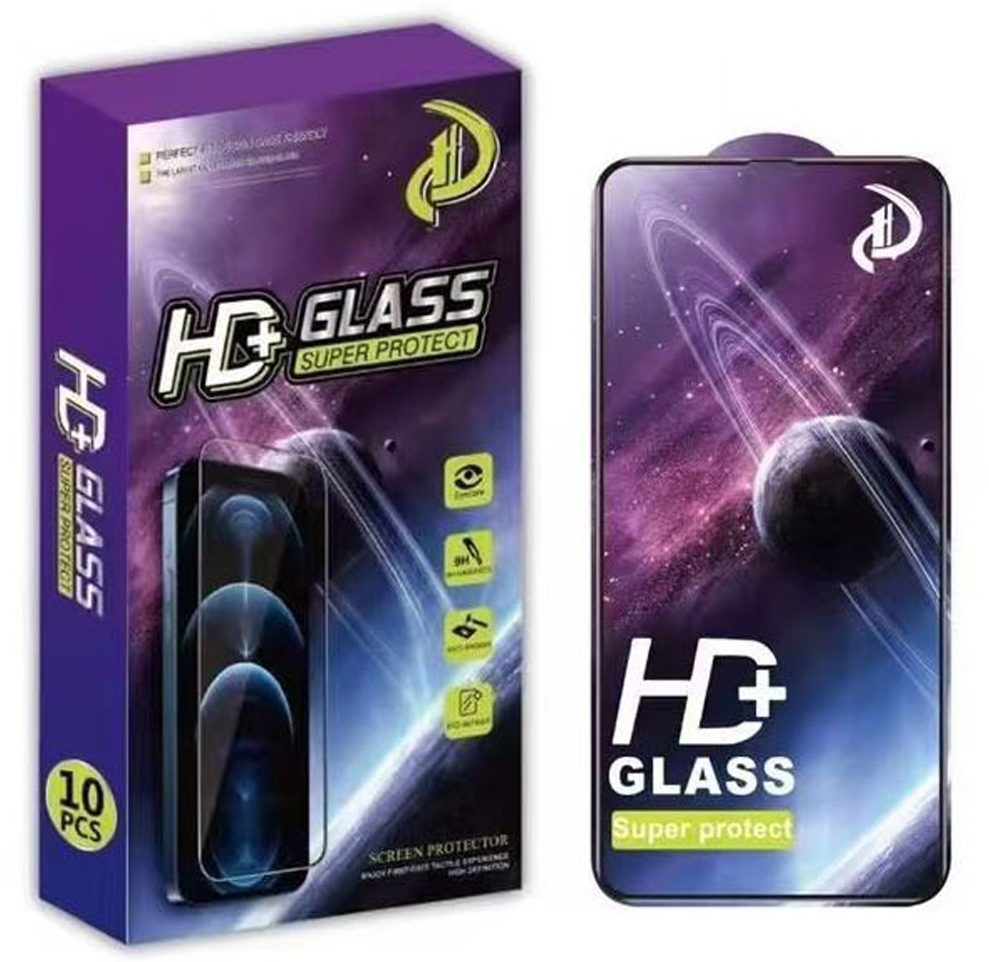 OEM Displayschutzfolie für Apple iPhone 18 Pro Max / 17 Pro Max, gehärtetes Glas, Full Glue, 10 Stück Set, 9D, Schwarz