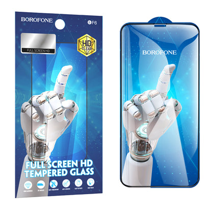 Schutzfolie Borofone BF6 Diamond Armor für Apple iPhone 17e / 16e / 14 / 13 Pro, gehärtetes Glas, Vollkleber, Set 10 Stück, Schwarz