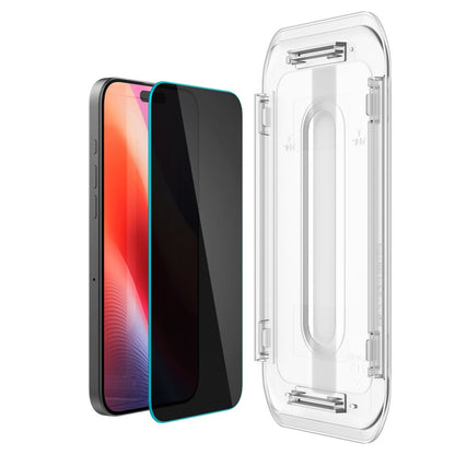 Displayschutzfolie Privacy Spigen GlastR EZ FIT für Apple iPhone 17 Pro / 17 / 16 Pro, gehärtetes Glas, Vollverklebung, Set mit 2 Stück AGL07929