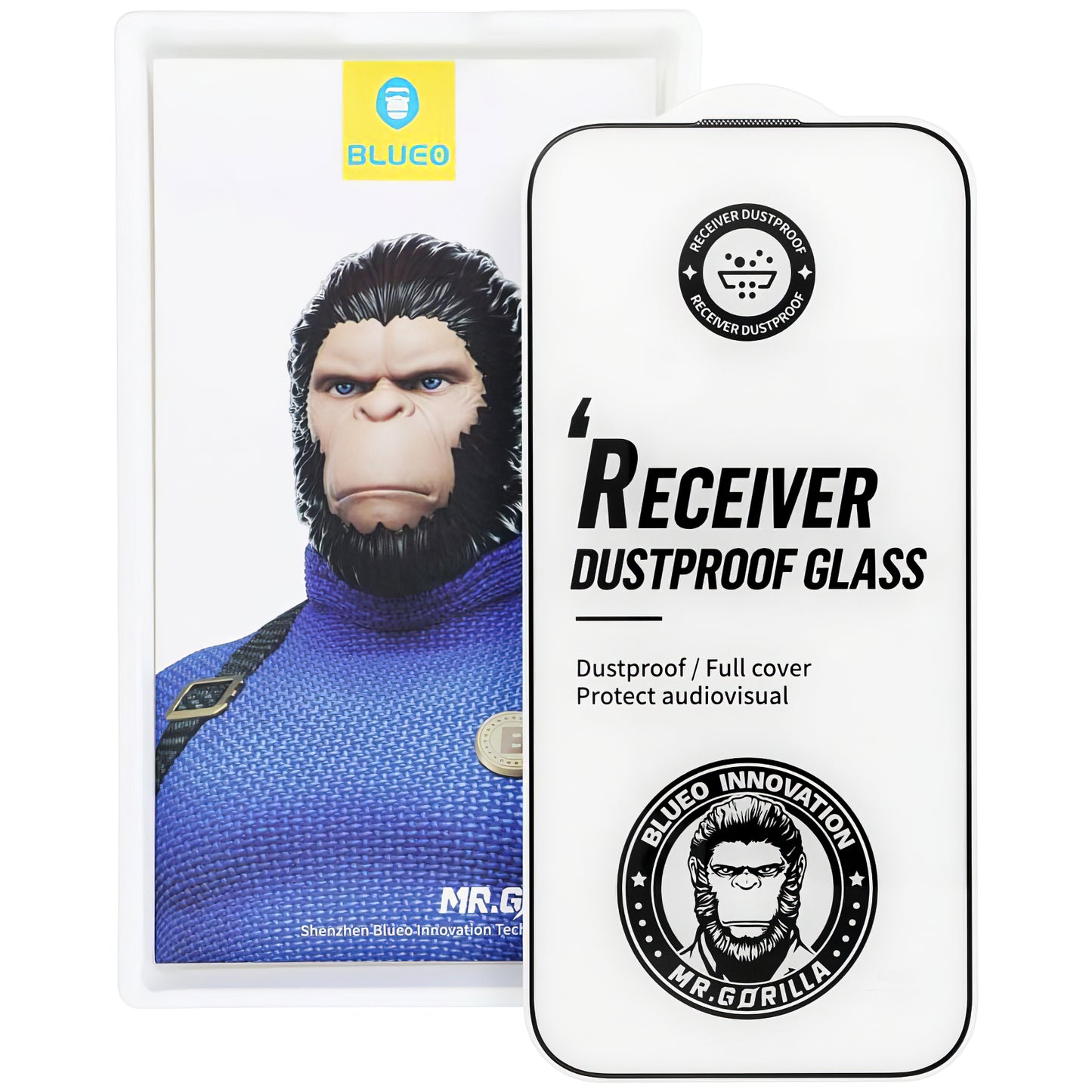 Mr. Monkey Glass Receiver staubdichter Bildschirmschutz für Apple iPhone 16 Pro, Glas abgeschirmt, vollflächig verklebt, 5D, schwarz 