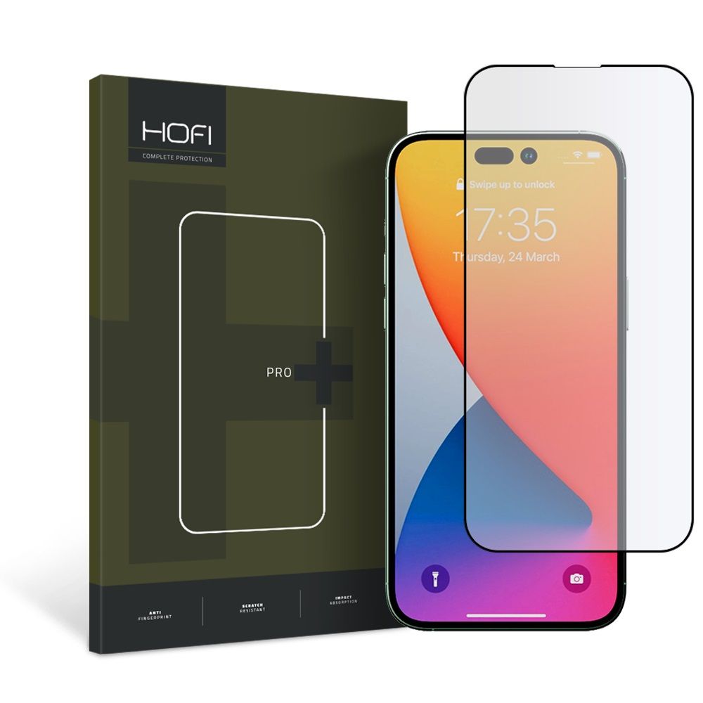 HOFI PRO+ Displayschutzfolie für Apple iPhone 14 Pro, gehärtetes Glas, Full Glue, Schwarz