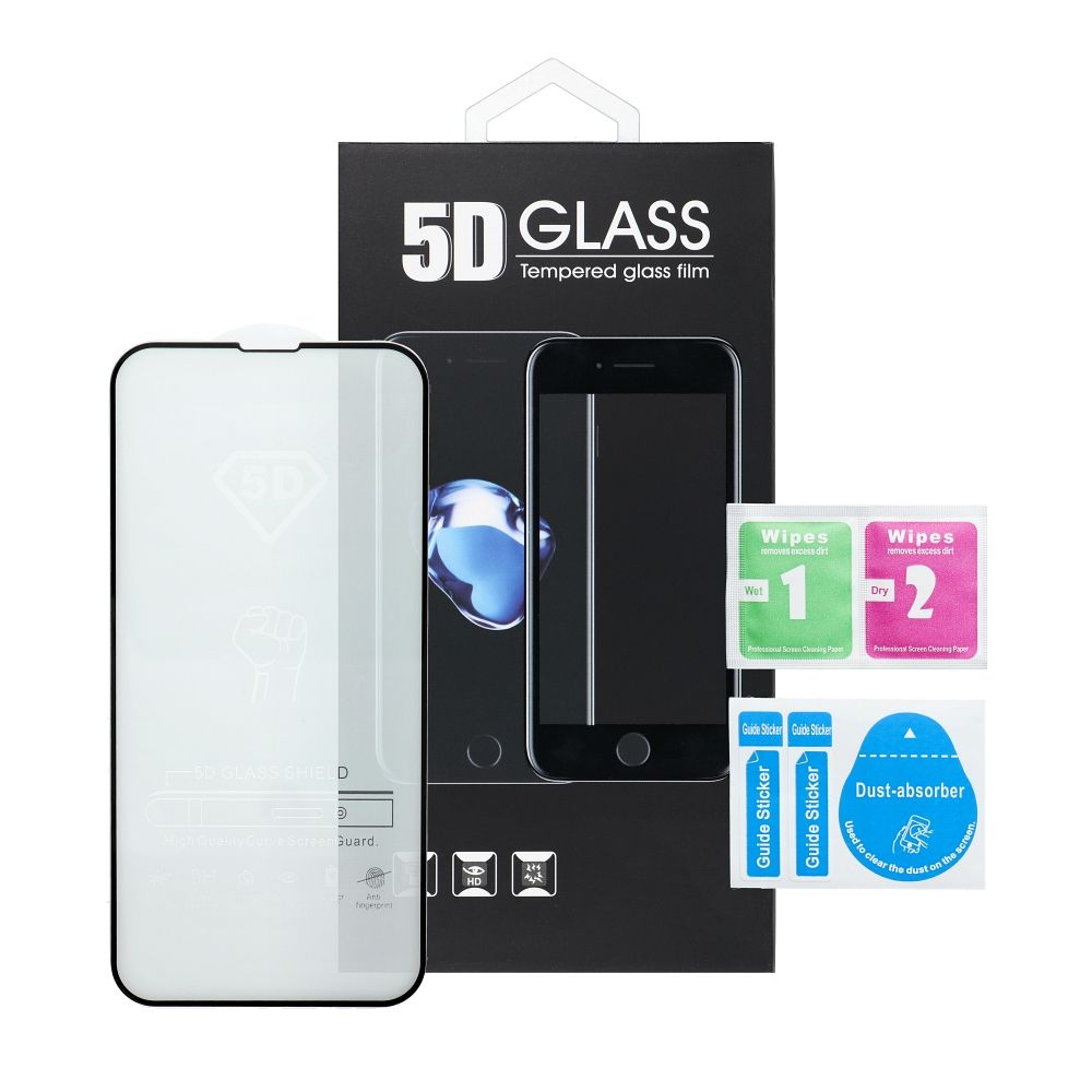 OEM Displayschutzfolie für Samsung Galaxy A07 4G A075, gehärtetes Glas, Full Glue, 5D, Schwarz