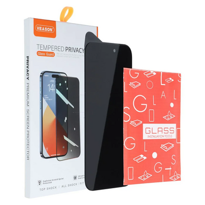Privacy-Schutzfolie Veason für Apple iPhone 17e / 16e / 14 / 13 Pro, gehärtetes Glas, Vollkleber, 6D