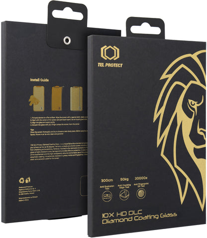 Tel Protect 10X HD DLC Diamond Coating Displayschutzfolie für Apple iPhone 17e / 16e / 14 / 13 Pro / 13, gehärtetes Glas, vollflächig klebend, schwarz