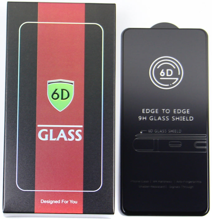 OEM Screen Protector Film for Apple iPhone 17e / 16e / 14 / 13 Pro, Tempered Glass, Full Glue, Set of 10 pieces, 6D, Black