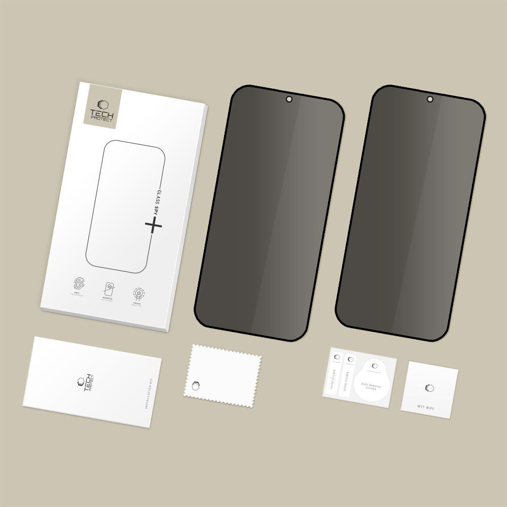 Privacy Tech-Protect Spy+ Displayschutzfolie für Samsung Galaxy A57 5G / A37 5G / S25 FE, gehärtetes Glas, Full Glue, 2 Stück Set