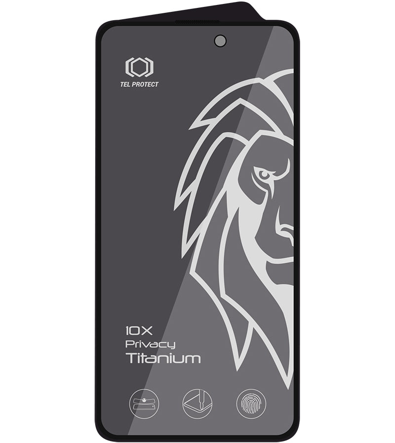 Tel Protect 10X Plus Titanium Privacy-Displayschutzfolie für Apple iPhone 17 / 16 Pro, gehärtetes Glas, Full Glue