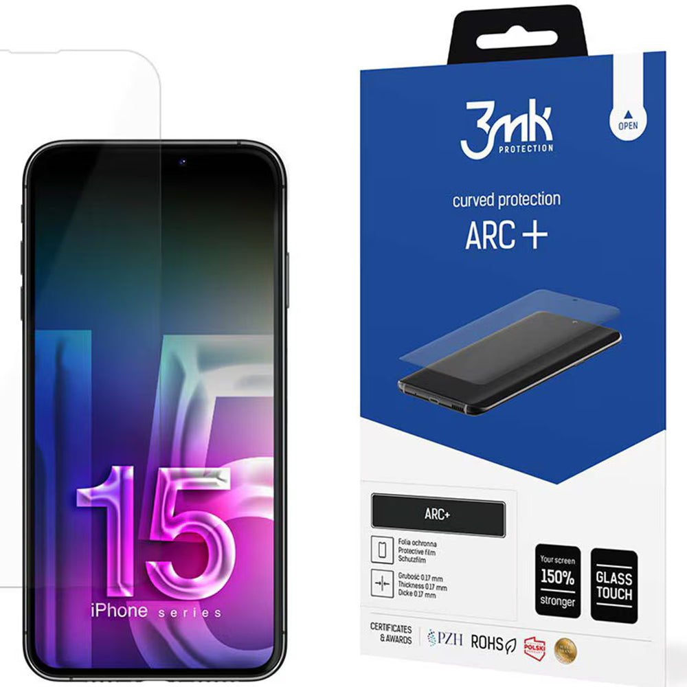 3MK ARC+ Screen Protector Film for Apple iPhone 15, Plastic