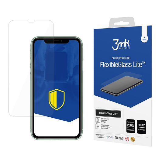3MK FlexibleGlass Lite Displayschutzfolie für Apple iPhone 11, Flexibles Glas, Vollflächig Klebend