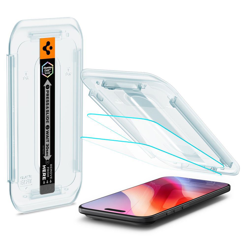 Schutzfolie Spigen GlastR EZ FIT für Apple iPhone 17 Air, gehärtetes Glas, Full Glue, Set mit 2 Stück
