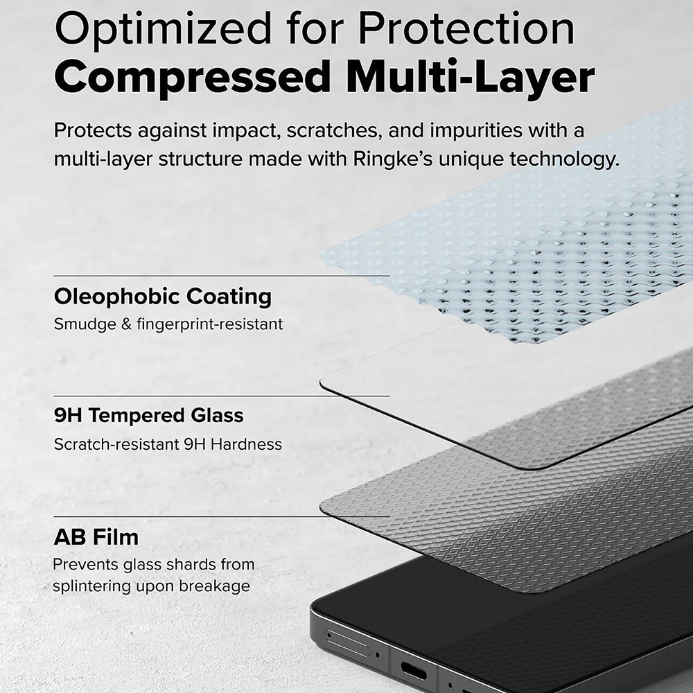 Schutzfolie Ringke für OnePlus 13R, gehärtetes Glas, Full Glue, Set mit 2 Stück