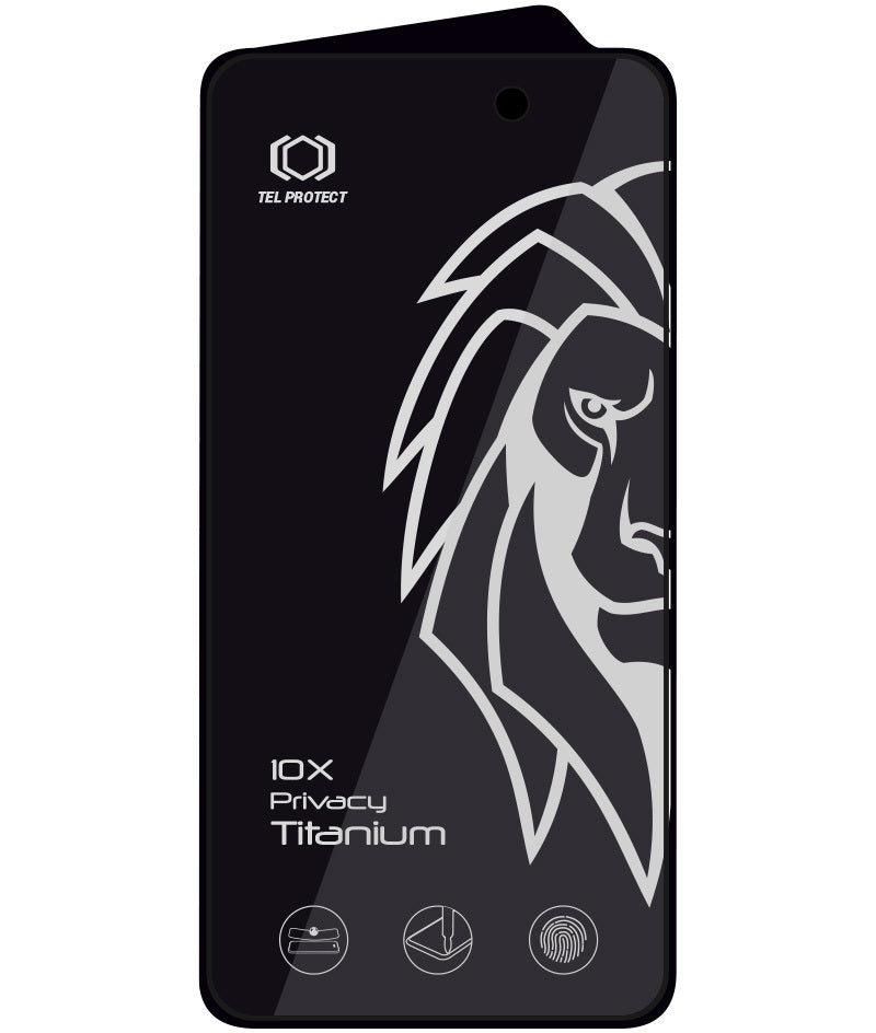 Tel Protect 10X Plus Titanium Privacy-Displayschutzfolie für Apple iPhone 17 Pro Max, gehärtetes Glas, vollflächig klebend
