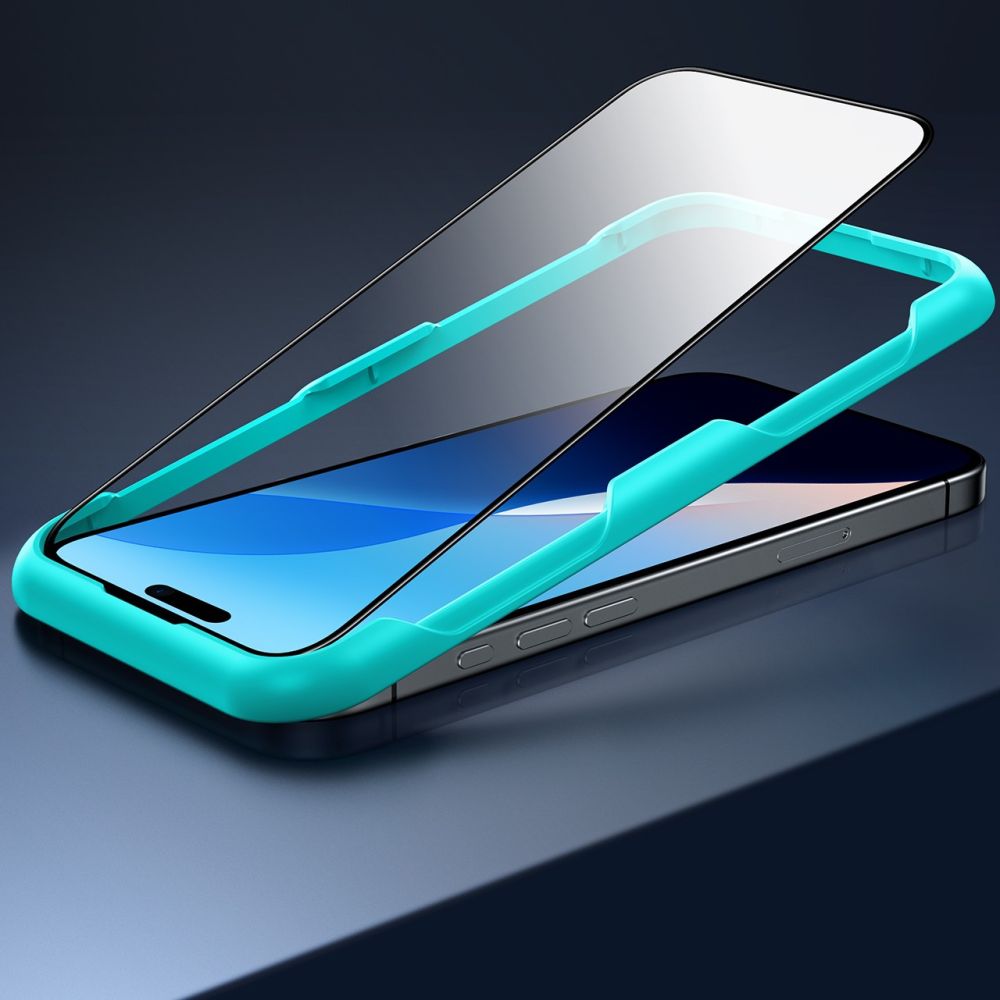 Schutzfolie ESR für Apple iPhone 16 Pro Max, gehärtetes Glas, Full Glue, Set mit 2 Stück, Schwarz