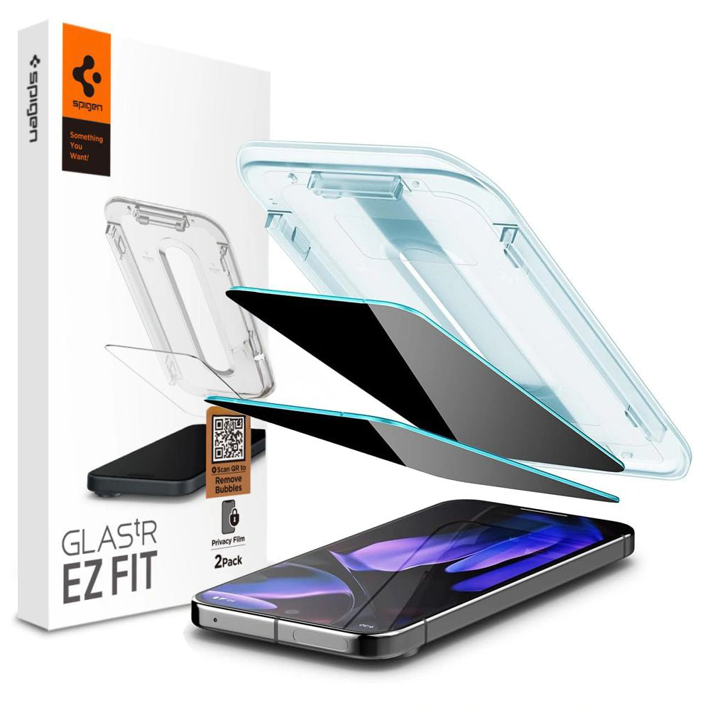Privacy-Schutzfolie Spigen GlastR EZ FIT für Google Pixel 9 Pro XL, gehärtetes Glas, Full Glue, 2er-Set AGL09313