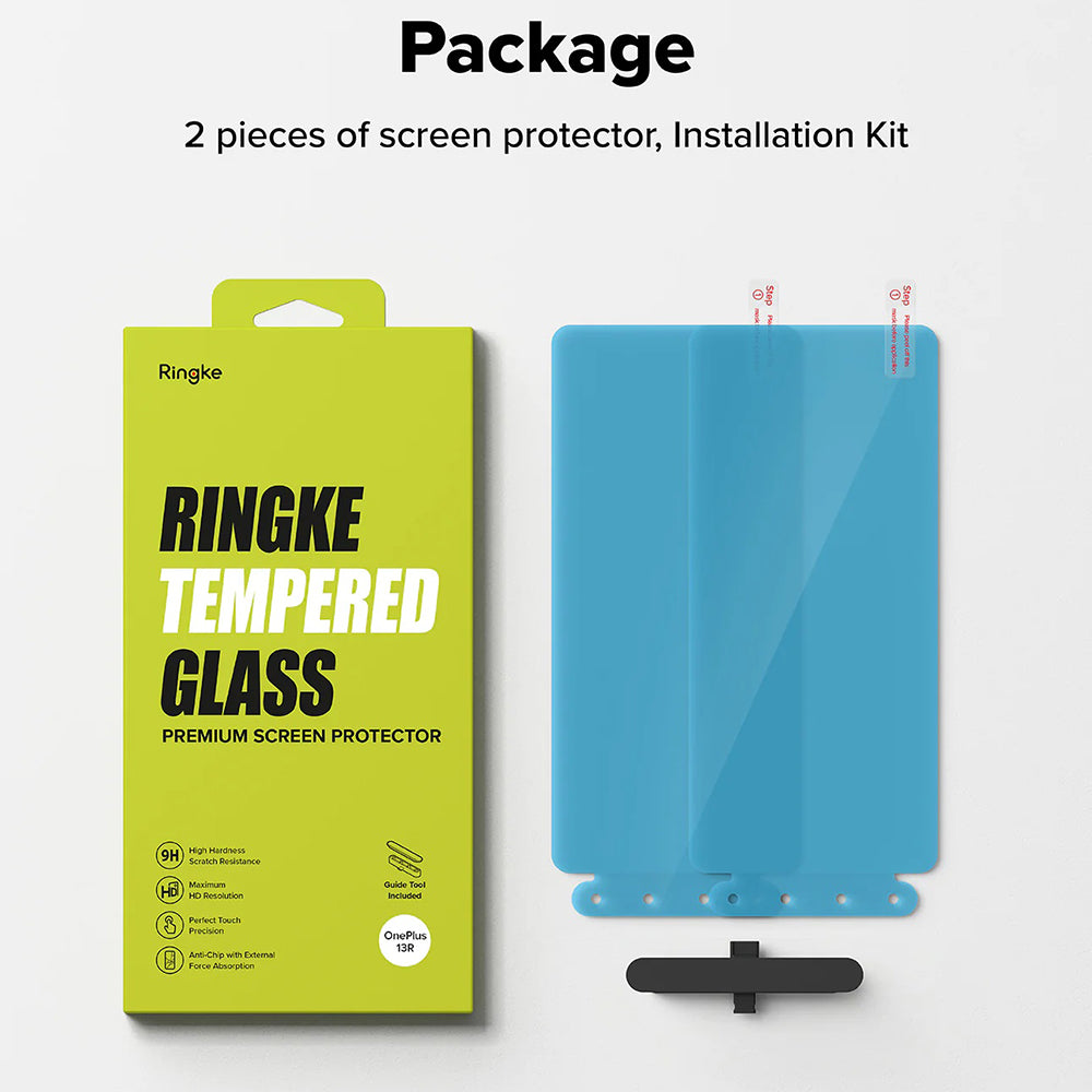 Schutzfolie Ringke für OnePlus 13R, gehärtetes Glas, Full Glue, Set mit 2 Stück
