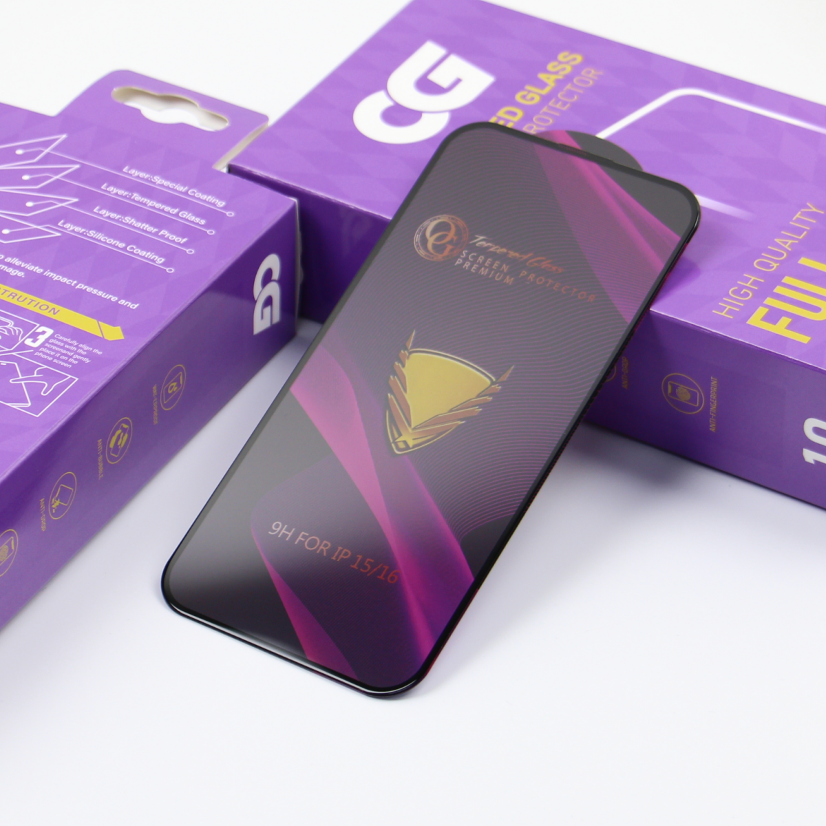 OG Premium Displayschutzfolie für Samsung Galaxy A55 5G A556, gehärtetes Glas, Full Glue, 10 Stück Set, Schwarz