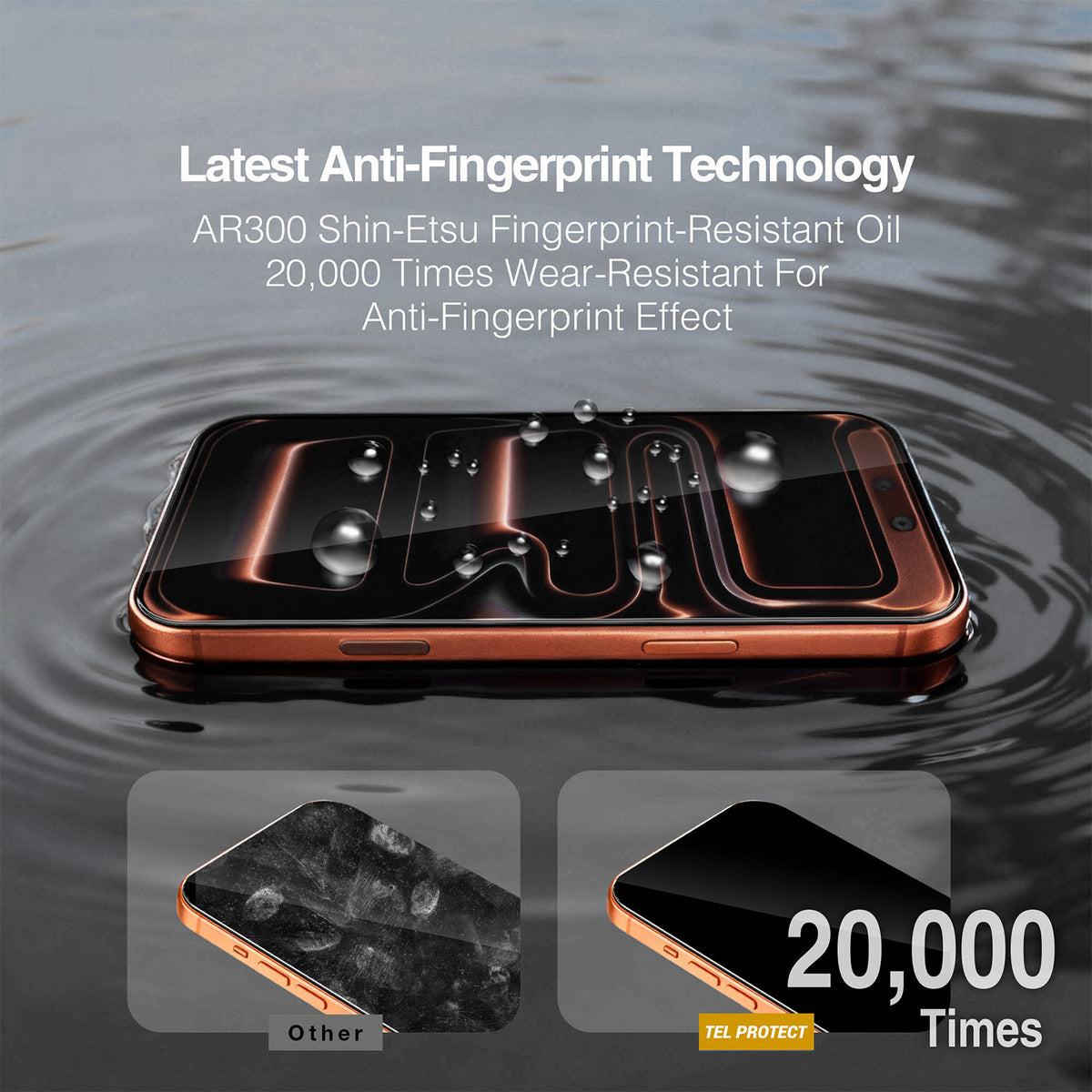 Tel Protect 10X HD DLC Diamond Coating Displayschutzfolie für Apple iPhone 18 Pro / 17 Pro, gehärtetes Glas, vollflächig klebend, schwarz