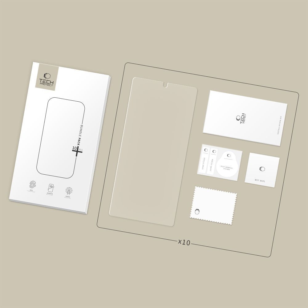 Schutzfolie Tech-Protect für Samsung Galaxy S25 Ultra S938, gehärtetes Glas, Full Glue, Set 10 Stück