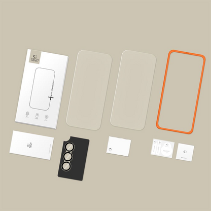 Schutzfolie für Bildschirm und Rückkamera Tech-Protect Quick Set+ für Samsung Galaxy A57 5G, gehärtetes Glas, Vollkleber, Set 3 Stück