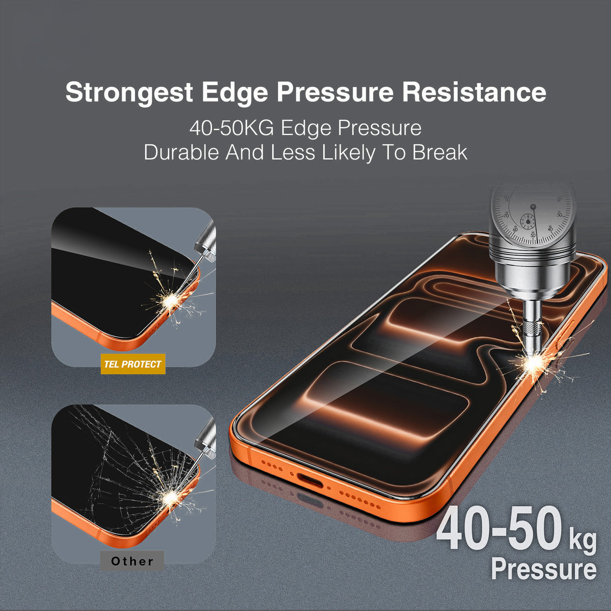 Tel Protect 10X HD DLC Diamond Coating Displayschutzfolie für Apple iPhone 18 Pro / 17 Pro, gehärtetes Glas, vollflächig klebend, schwarz